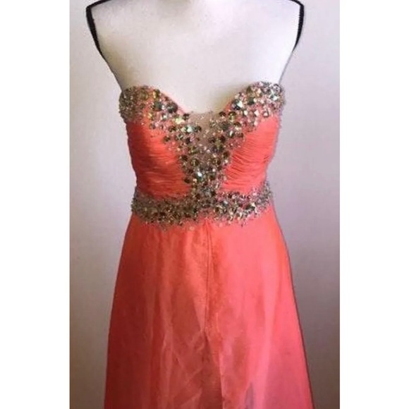 Orange Rhinestone Dress - Picture 2 of 4